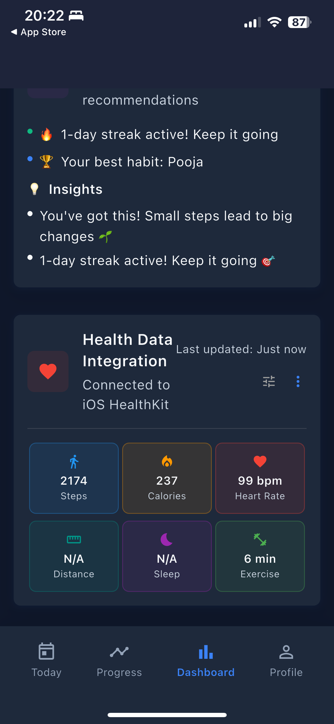 Diggt Habit Apple Watch app showing habit tracking on Apple Watch with quick check-in feature